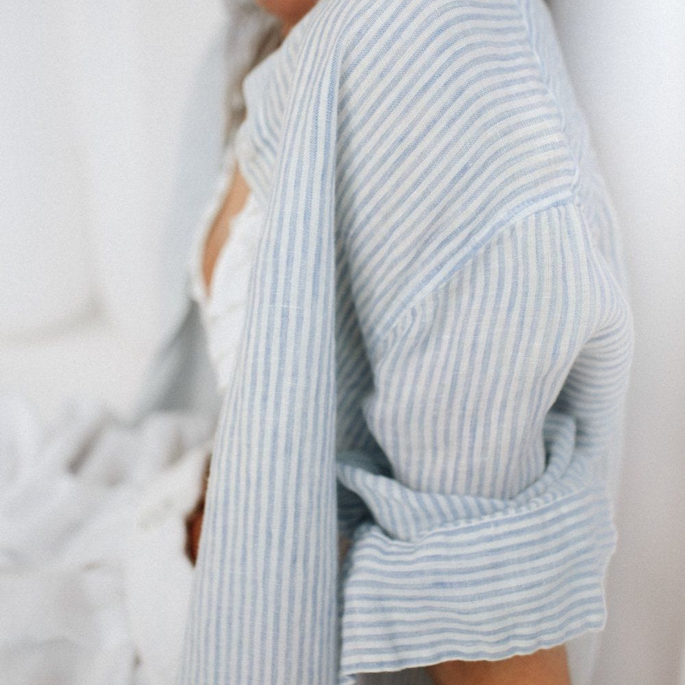 Seaside Tones Linen Striped Shirt