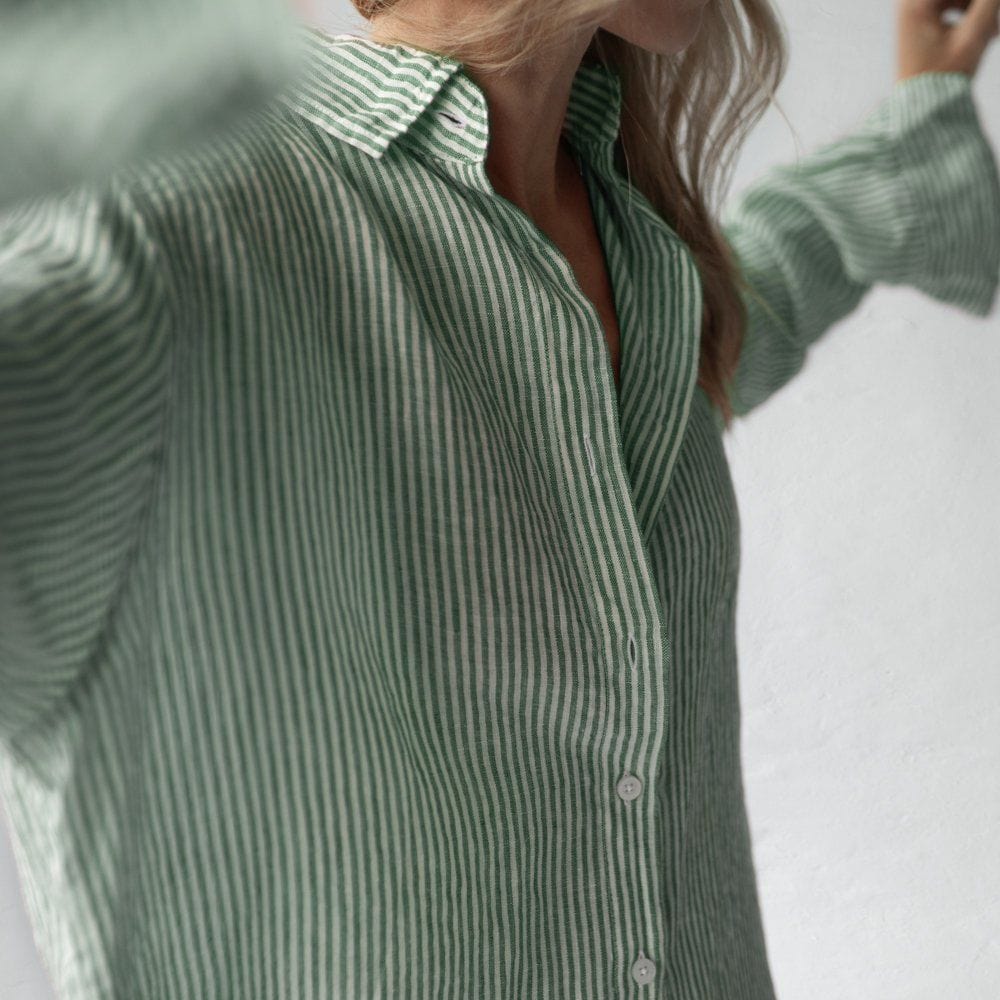 Seaside Tones Linen Striped Shirt