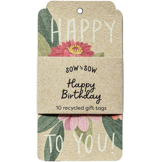 Sow 'n Sow Happy Birthday Gift Tag 10pk