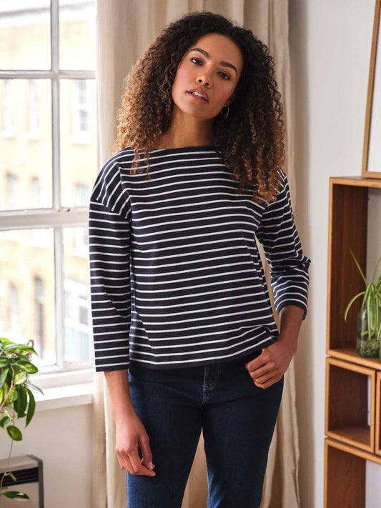 Thought Fairtrade Organic Cotton Breton Top - Navy