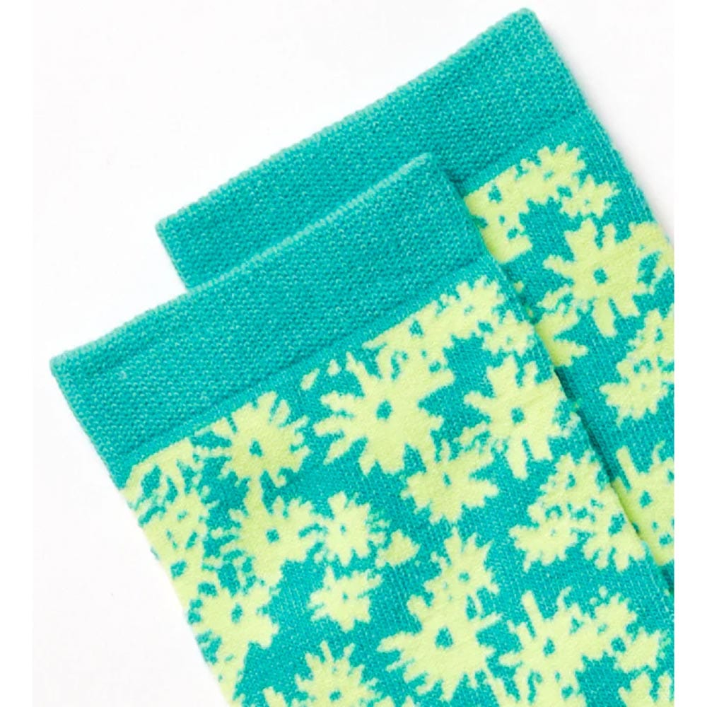 Afends Benny Hemp Crew Socks - Jade Daisy