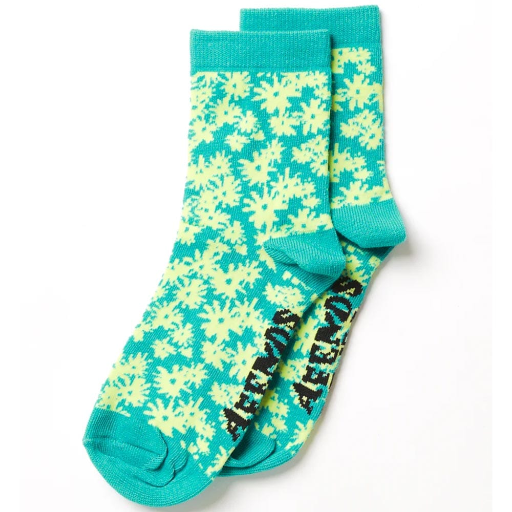 Afends Benny Hemp Crew Socks - Jade Daisy