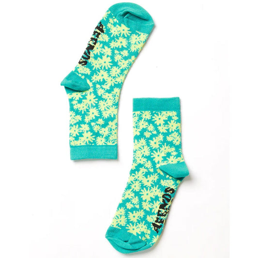 Afends Benny Hemp Crew Socks - Jade Daisy