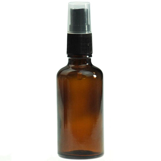 Amber Glass Bottle with Black Atomiser 50ml