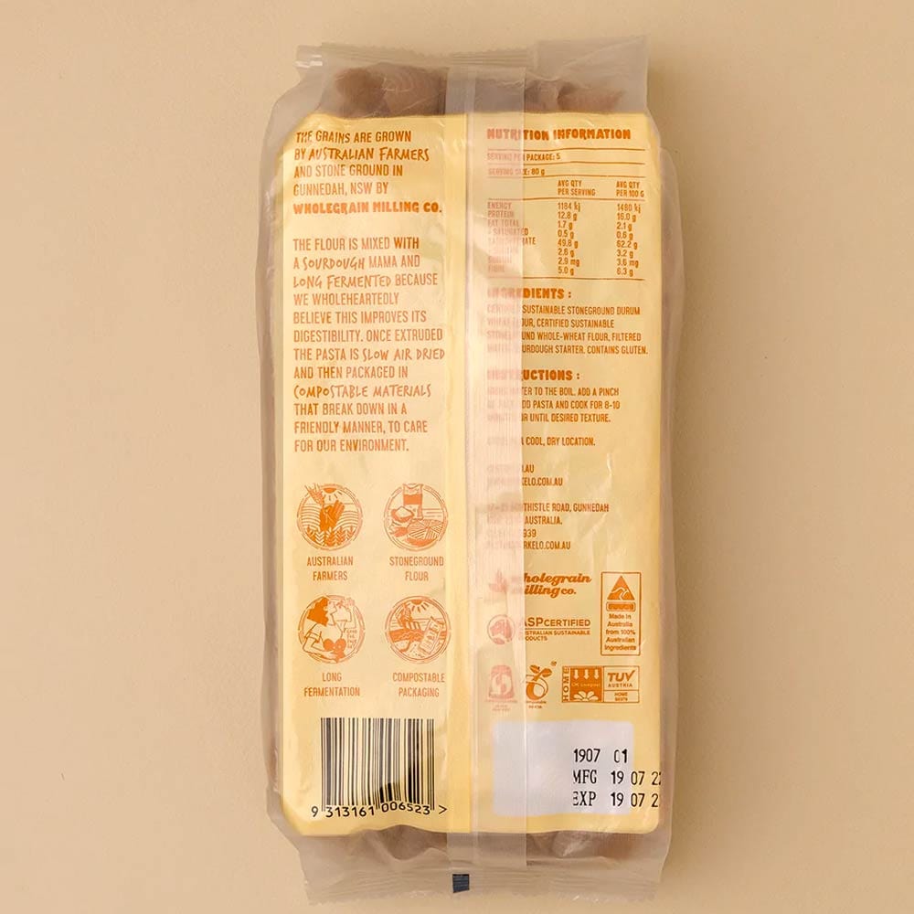 Berkelo Sourdough Pasta 400g Wholewheat Penne