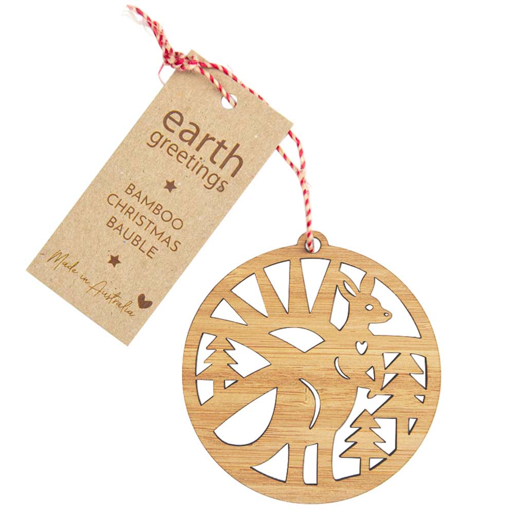 Earth Greetings Bamboo Bauble - Festive Kangaroo