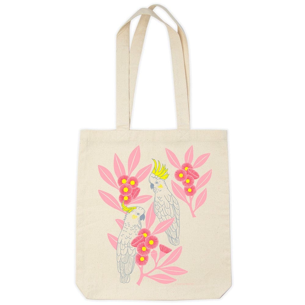 Earth Greetings Organic Cotton Tote Bag - Silver Gum Cockatoos