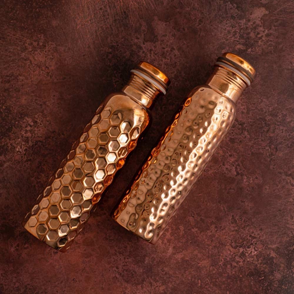 Let's Go Nature'al Copper Water Bottle 950mL - Diamond Hammered Finish