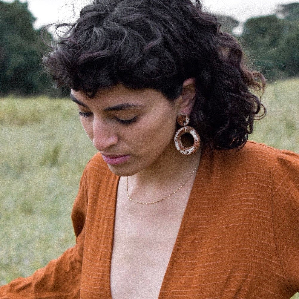 Ochre Earthy Red Hoop Studs