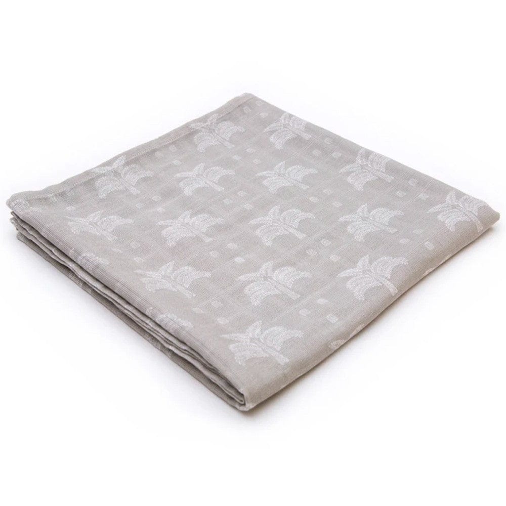 Organic Nights 100% Organic Cotton Muslin Swaddle - Grey Palms & Pineapples