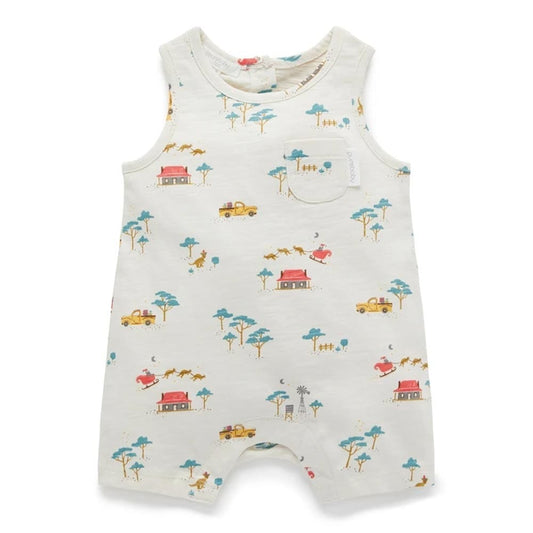 Purebaby Christmas Singlet Growsuit - Bush Print