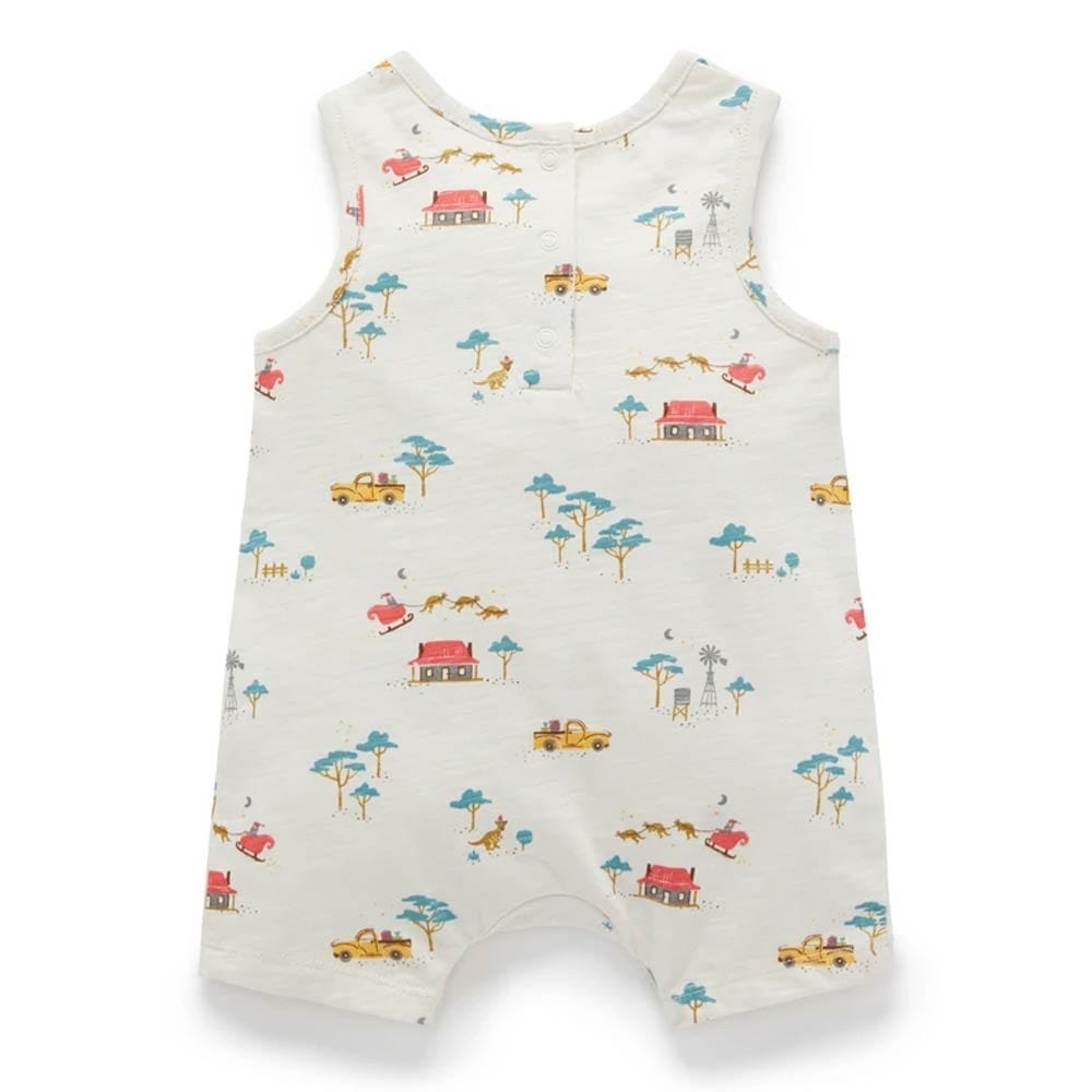 Purebaby Christmas Singlet Growsuit - Bush Print