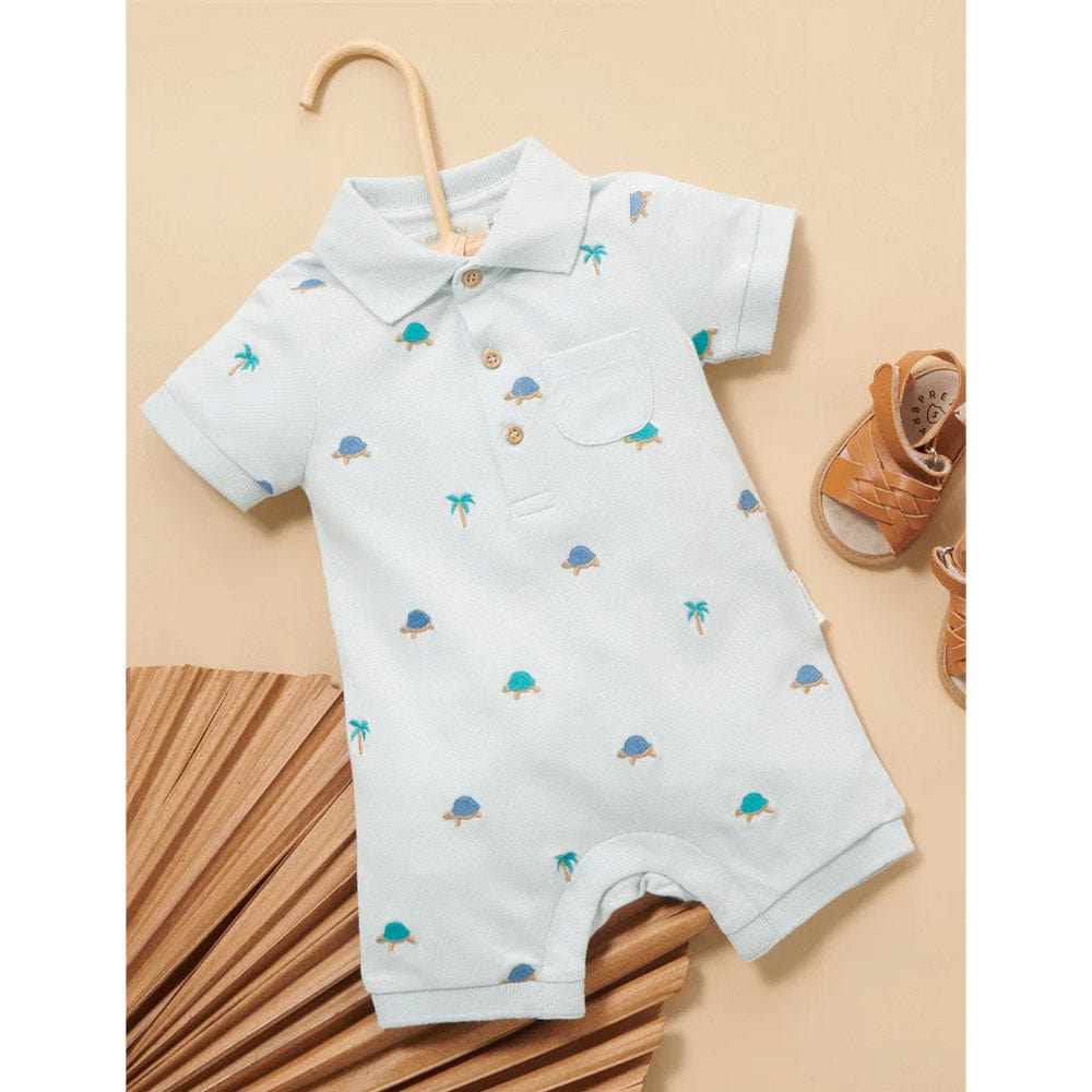 Purebaby Organic Turtle Polo Growsuit