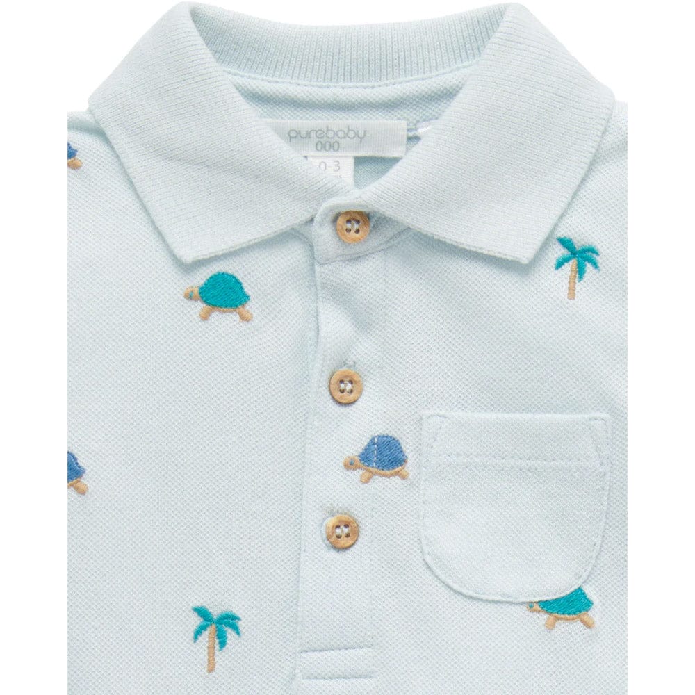 Purebaby Organic Turtle Polo Growsuit