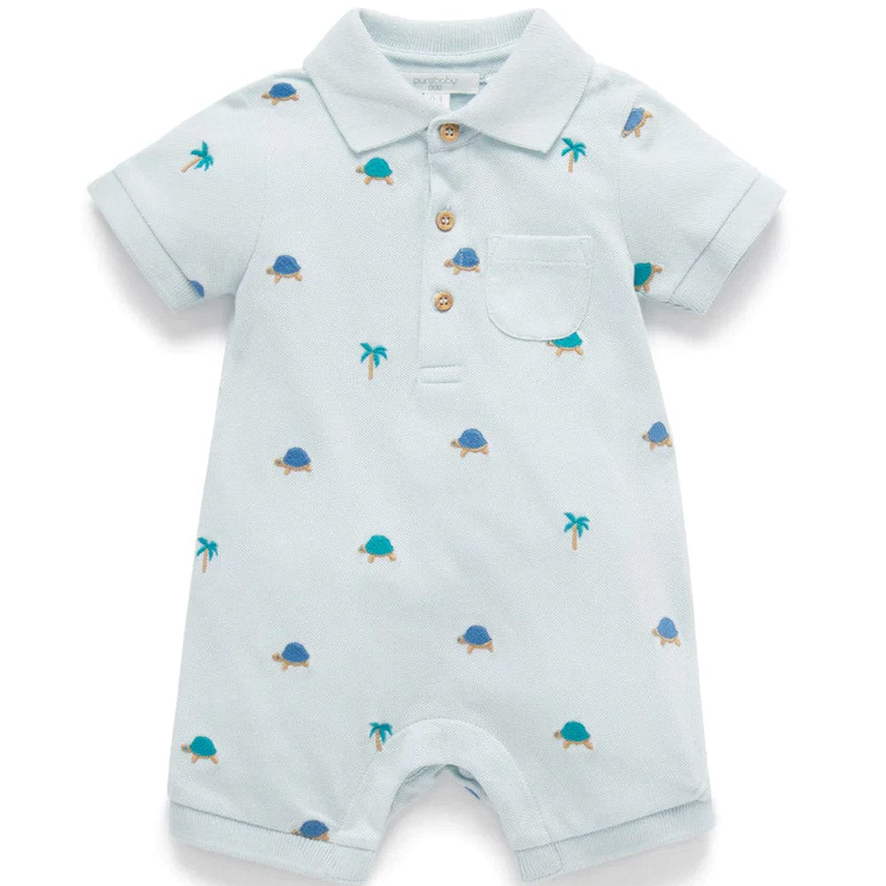 Purebaby Organic Turtle Polo Growsuit