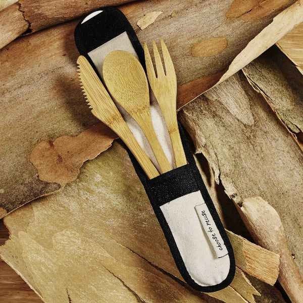 Rechusable Bamboo Cutlery Set - Natural