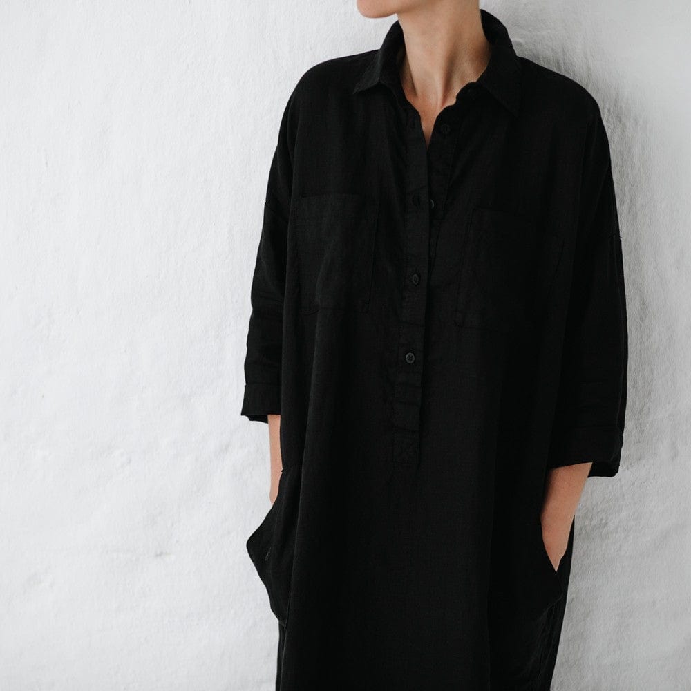 Seaside Tones Shirt Dress Black