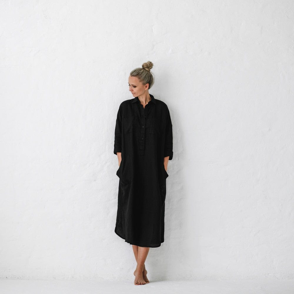 Seaside Tones Shirt Dress Black