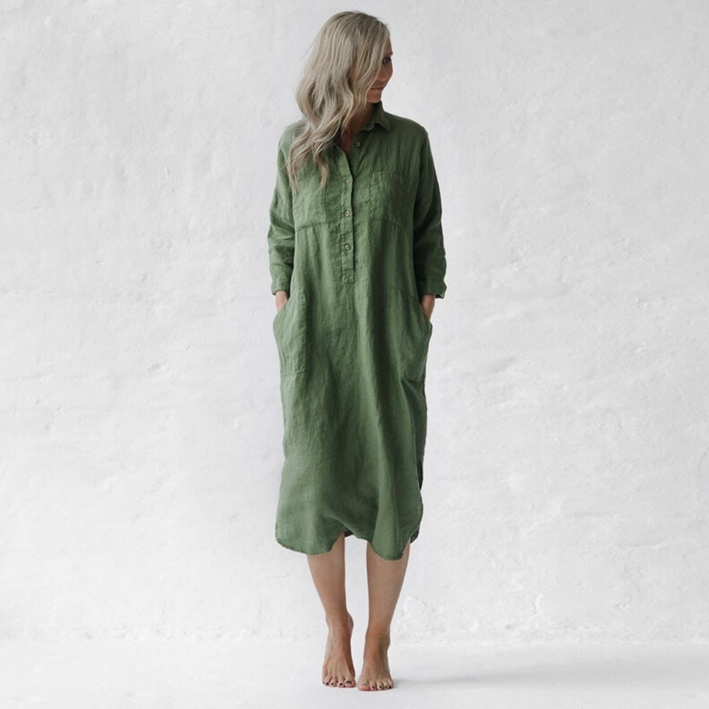 Seaside Tones Shirt Dress - Olive