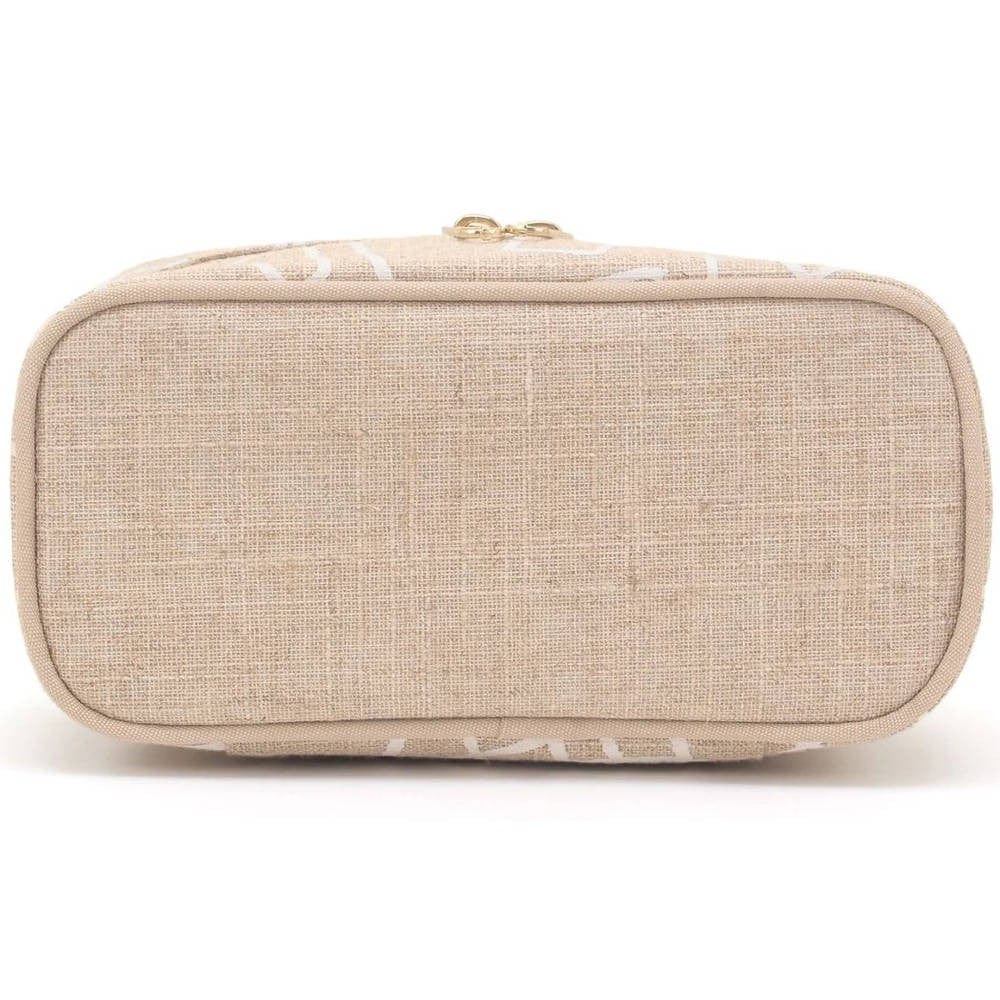 SoYoung Petite Raw Linen Makeup Bag Beauty Poche - Abstract Lines