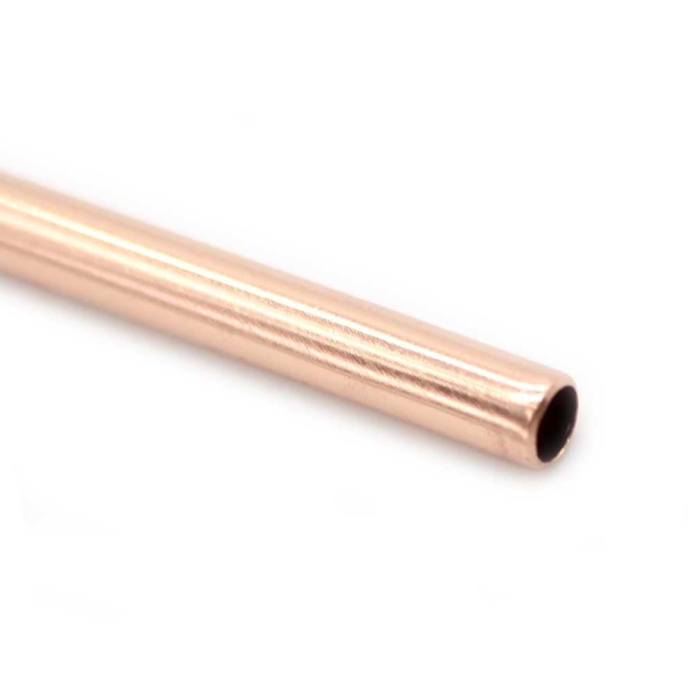 Stainless Steel Straw Rose Gold 6mm - Straight