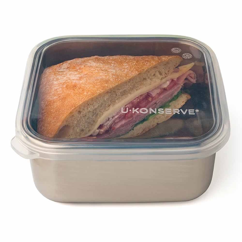 U Konserve Square To-Go Container Medium 30oz/0.9L - Clear Silicone